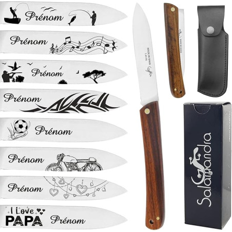 Gravure Events - Couteau Pliant Salamandra personnalisé avec le prénom de votre choix - Cadeau pour homme : fête des pères