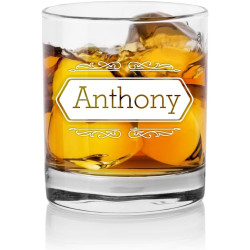 Verre à whisky personnalisable, personnalisé avec le prénom de votre choix qui sera gravé sur le verre - Cadeau pour Homme papa