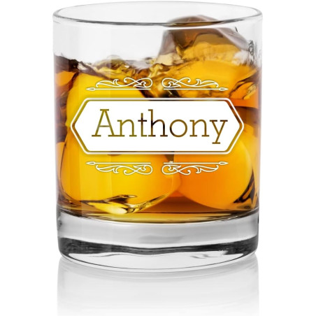 Verre à whisky personnalisable, personnalisé avec le prénom de votre choix qui sera gravé sur le verre - Cadeau pour Homme papa