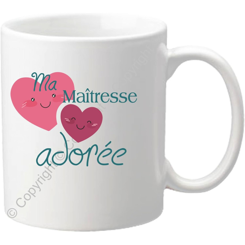 Gravure Events Mug Ma Maîtresse Adorée – Cadeau de fin d'année scolaire pour remercier l'institutrice – Cadeau Maîtresse d'école