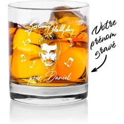 Gravure Events Verre à Whisky Johnny Hallyday Personnalisé avec Prénom Gravé - Cadeau pour Homme Papa Fête des Pères Saint