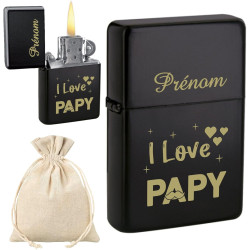 Briquet I Love Papy personnalisé avec Votre prénom - Cadeau Personnalisable pour Homme : fête des papis, Anniversaire, Cadeau