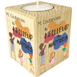 Bougie personnalisée Le Meilleur des Maîtres – Porte Bougie en Bois – Cadeau de Fin d'année Scolaire pour remercier
