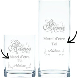 Vase personnalisé Mamie - Un Excellent Cadeau pour la fête des Grands mères - Texte Libre - Mod.1