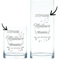 Vase personnalisé Mamie - Un Excellent Cadeau pour la fête des Grands mères - Meilleure Mamie au Monde - Mod.2