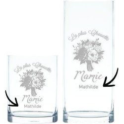 Vase personnalisé Mamie - Un Excellent Cadeau pour la fête des Grands mères - La Plus Chouette Mamie Mod.3