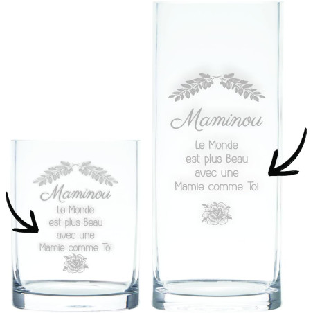 Vase personnalisé Mamie - Un Excellent Cadeau pour la fête des Grands mères - Texte Libre Mod.4