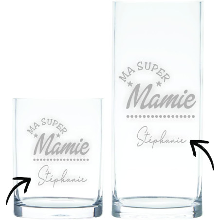 Vase personnalisé Mamie - Un Excellent Cadeau pour la fête des Grands mères - Ma Super Mamie Mod.5