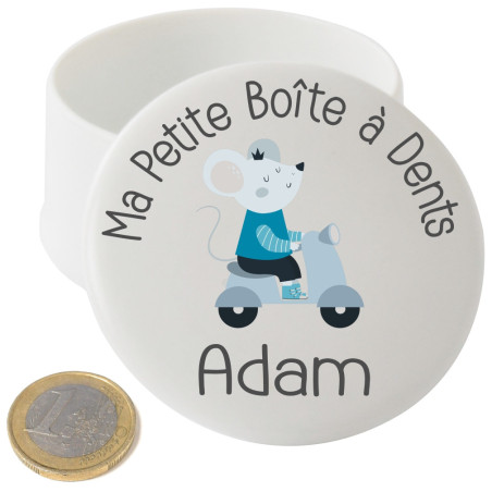 Grande Boîte à Dents de Lait en Porcelaine – Personnalisée avec le Prénom de l'Enfant + Texte Personnalisable – Petite Souris