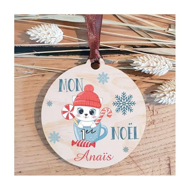 Gravure Events Décoration de Sapin Mon Premier Noël en Bois personnalisée avec Le prénom de l'enfant (Une Alternative à la