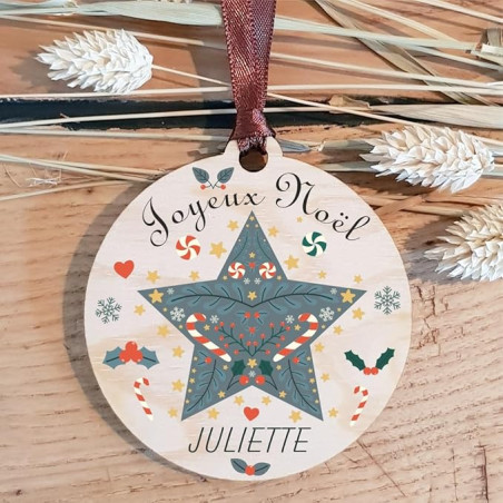 Décoration de Sapin en Bois personnalisée avec Votre prénom (Un Joli Cadeau, Une Alternative à la Boule de Noël Traditionnelle