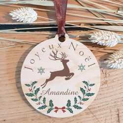 Décoration de Sapin en Bois personnalisée avec Votre prénom (Un Joli Cadeau, Une Alternative à la Boule de Noël Traditionnelle