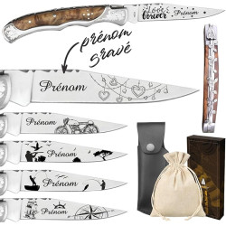Couteau Marque Laguiole Bougna personnalisé avec dessin et prénom gravé - Cadeau pour homme : fête des pères, papa, tonton