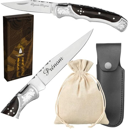 Laguiole Bougna - Couteau Personnalisé avec le Prénom de Votre Choix - Gravure Events - Cadeau pour Homme : Fête des Pères