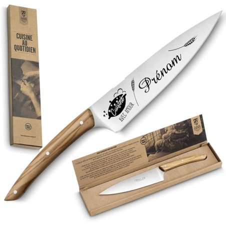 Claude Dozorme - Couteau de Cuisine Personnalisé avec Prénom Gravé - Fabriqué en France à Thiers - Cadeau pour Homme Femme