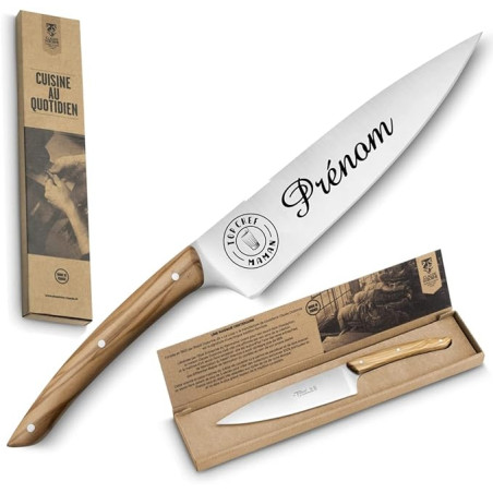 Claude Dozorme - Couteau de Cuisine Top Chef Maman - Couteau Découpe Personnalisé avec Prénom Gravé - Fabriqué en France