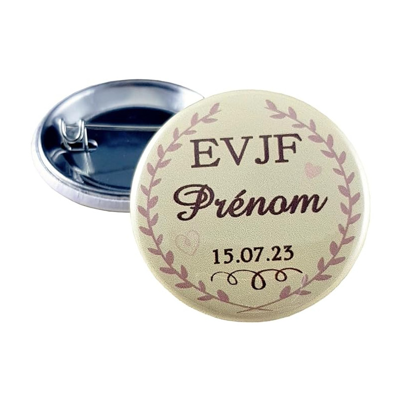 Badge EVJF Personnalisé avec le prénom de la Mariée - Cadeau Enterrement de Vie de Jeune Fille pour une journée entre copine