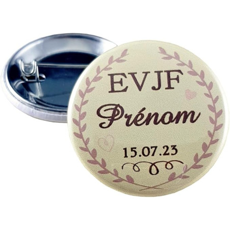 Badge EVJF Personnalisé avec le prénom de la Mariée - Cadeau Enterrement de Vie de Jeune Fille pour une journée entre copine