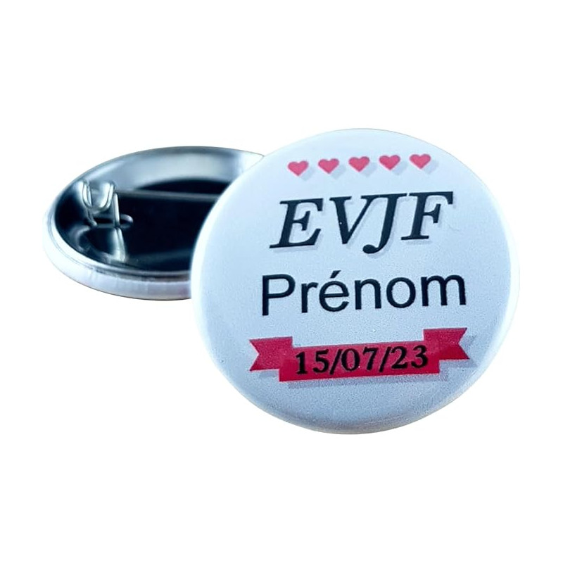 Badge EVJF Personnalisé avec le prénom de la Mariée - Cadeau Enterrement de Vie de Jeune Fille pour une journée entre copine