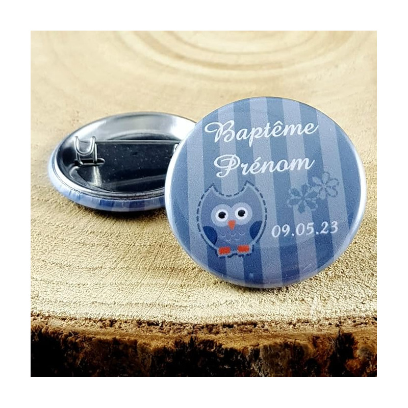 Gravure Events Badge de baptême Personnalisé avec Le prénom de l'enfant - Cadeau Souvenir pour Les invités du Baptême
