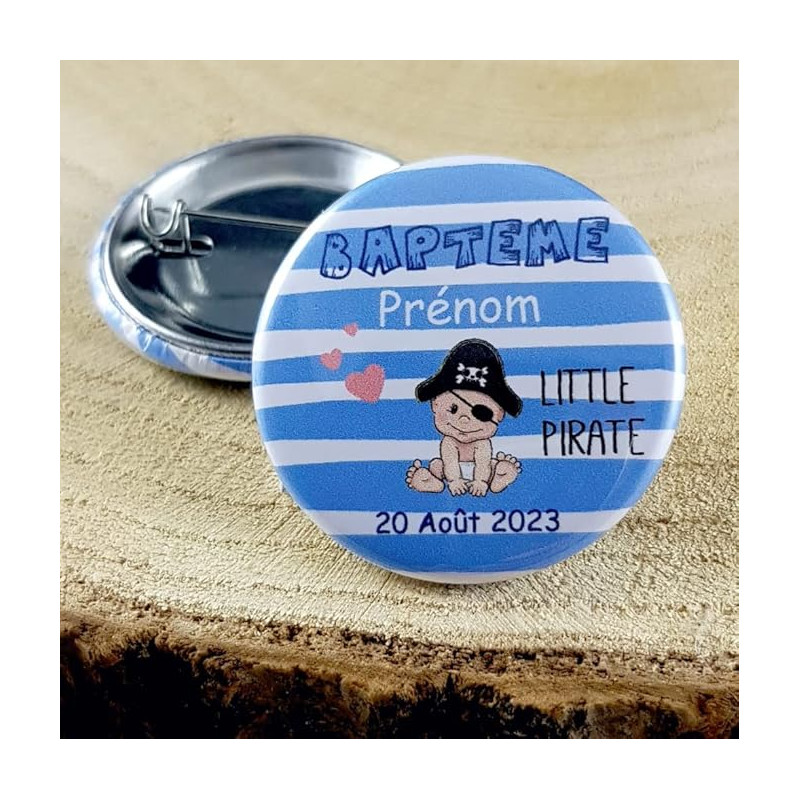 Gravure Events Badge de baptême Personnalisé avec Le prénom de l'enfant - Cadeau Souvenir pour Les invités du Baptême