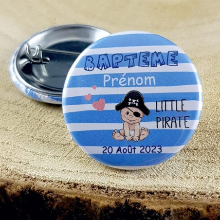 Gravure Events Badge de baptême Personnalisé avec Le prénom de l'enfant - Cadeau Souvenir pour Les invités du Baptême
