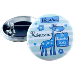 Badge de baptême Personnalisé avec le prénom de l'enfant - Cadeau souvenir pour les invités du Baptême - décoration de table