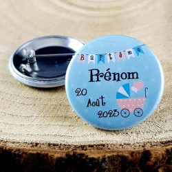 Gravure Events Badge de baptême Personnalisé avec Le prénom de l'enfant - Cadeau Souvenir pour Les invités du Baptême