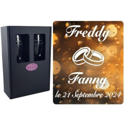 GRAVURE EVENTS 2 Flûtes à Champagne Gravées Modèle Alliances avec Boîte Cadeau - Cadeau de Mariage pour les Mariés - Repas, Vin