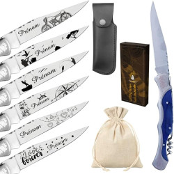 Gravure Events - Couteau Laguiole personnalisé avec dessin et prénom gravé. Cadeau pour homme : fête des pères, papa, tonton