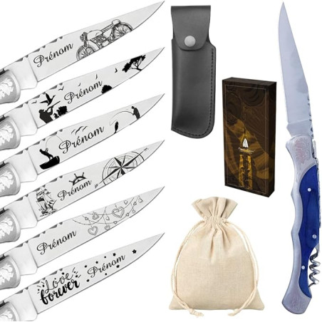 Gravure Events - Couteau Laguiole personnalisé avec dessin et prénom gravé. Cadeau pour homme : fête des pères, papa, tonton