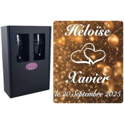 Gravure Events 2 Flûtes à Champagne Gravées Modèle Cœurs avec Coffret cartonné - Cadeau de Mariage pour Les Mariés : repas