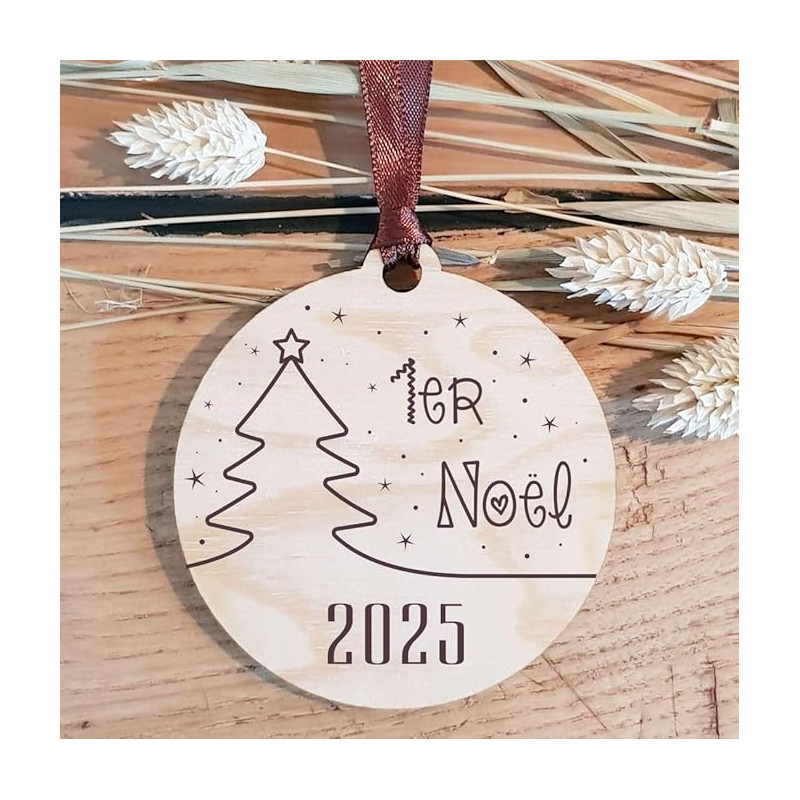Décoration de Sapin Mon Premier Noël en Bois (Une Alternative à la Boule 1er noël en Verre) BBR17
