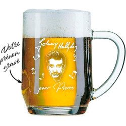 Gravure Events Chope à Bière Johnny Hallyday personnalisée - personnalisable avec le prénom de votre choix qui sera gravé sur