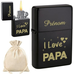 Briquet I Love Papa personnalisé avec Votre prénom - Cadeau Personnalisable pour Homme : fête des pères, Anniversaire, Cadeau