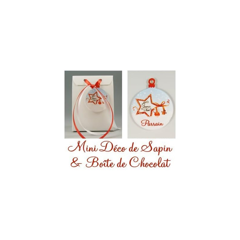 Boite de Chocolat & Déco de Sapin Joyeux Noël Parrain - Cadeau de Noël