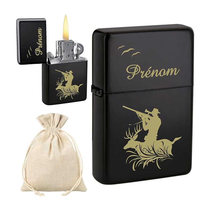 Gravure Events Briquet Chasseur personnalisé avec Votre prénom - Cadeau Personnalisable pour Homme : Tonton, Papi (Papy), fête