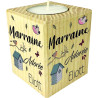 Bougie personnalisée Marraine adorée – Porte Bougie en Bois personnalisé avec Le prénom de l'enfant – Cadeau Noël