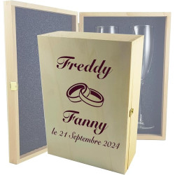 Gravure Events Flûtes à Champagne Gravées Modèle Alliances (Coffret Bois)