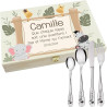 Gravure Events - Coffret en Bois avec 4 Couverts personnalisés pour Enfant - prénom gravé en France - Cadeau Noël bébé
