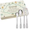 Gravure Events - Coffret en Bois avec 4 Couverts personnalisés pour Enfant - prénom gravé en France - Acier Inoxydable - Cadeau