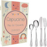 Gravure Events - Coffret en Bois avec 4 Couverts personnalisés pour Enfant - prénom gravé en France - Cadeau Noël bébé