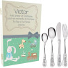 Gravure Events - Coffret en Bois avec 4 Couverts Personnalisés pour Enfant en Acier Inoxydable - Prénom Gravé en France