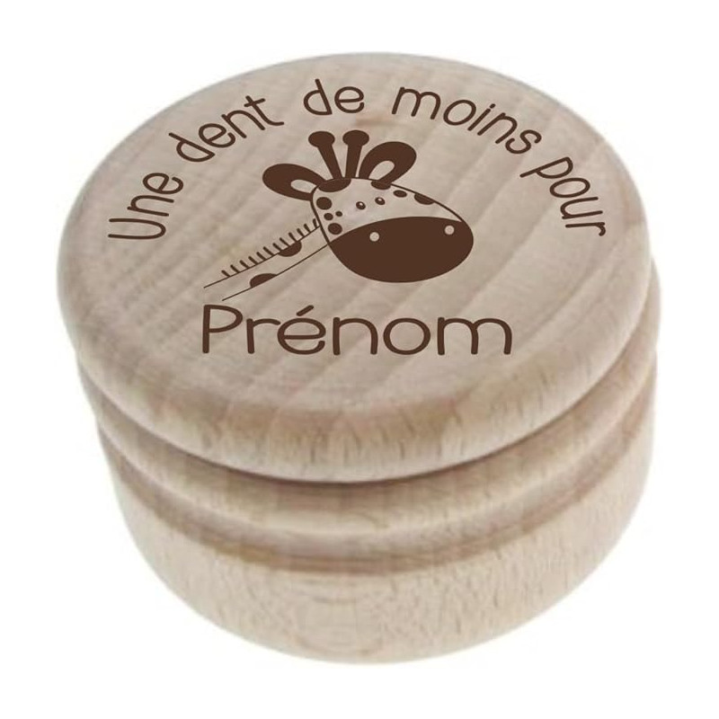 Gravure Events Boîte à Dents de Lait en Bois Gravée – Personnalisée avec le Prénom de l’Enfant et un Texte – Design Girafe