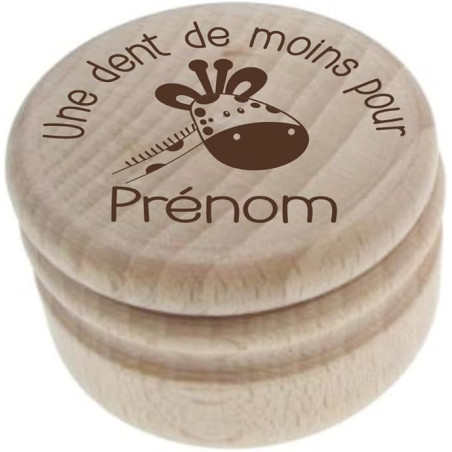 Gravure Events Boîte à Dents de Lait en Bois Gravée – Personnalisée avec le Prénom de l’Enfant et un Texte – Design Girafe