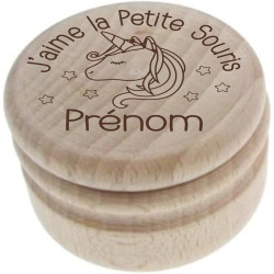 Gravure Events Boîte à Dents de Lait Gravée en Bois Personnalisée avec le Prénom et un Texte Motif Licorne Cadeau de Naissance