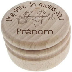 Boîte à Dents de Lait en Bois Personnalisée – Gravure du Prénom et Texte au Choix – Motif Body de Bébé – Cadeau Symbolique pour