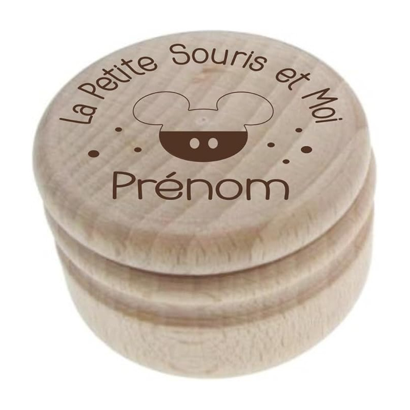 Boîte à Dents de Lait Gravée en Bois – Personnalisée avec le Prénom et une Gravure Inspirée de Mickey de Disney – Souvenir