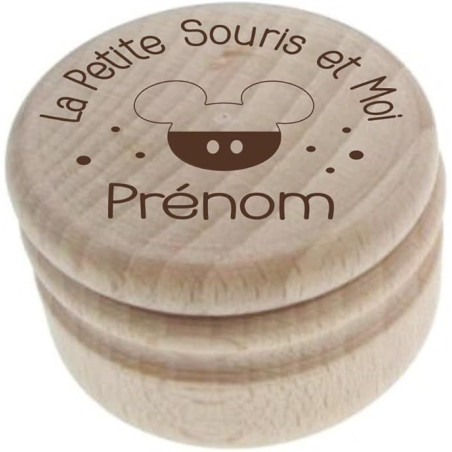 Boîte à Dents de Lait Gravée en Bois – Personnalisée avec le Prénom et une Gravure Inspirée de Mickey de Disney – Souvenir