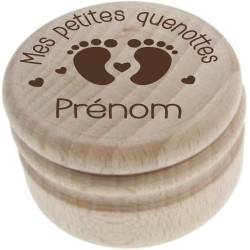 Gravure Events Boîte à Dents de Lait en Bois Personnalisée – Gravée avec le Prénom et un Motif Petits Pieds – Souvenir Tendre